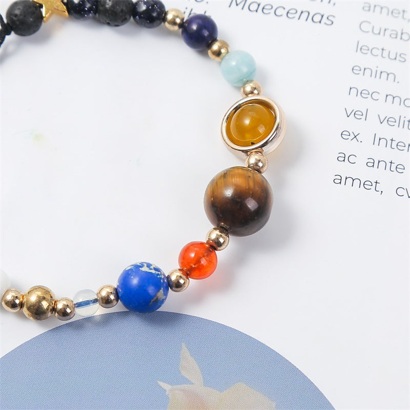 Wholesale Eight Planets Natural Stone Beaded Bracelet